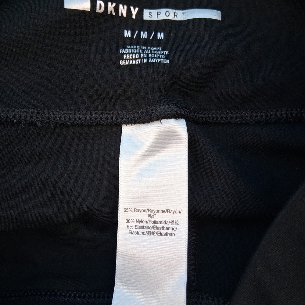 DKNY Sport Leggings Womens M Black High Rise Logo Activewear DP332209WL Pants - Picture 4 of 9